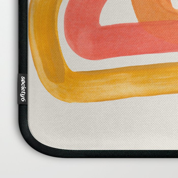 Funky Retro 70's Style Pattern Orange Pink Greindent Striped Circles Mid Century Colorful Pop Art Laptop Sleeve Gallery Image 3