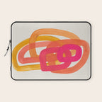Funky Retro 70's Style Pattern Orange Pink Greindent Striped Circles Mid Century Colorful Pop Art Laptop Sleeve Gallery Image 1