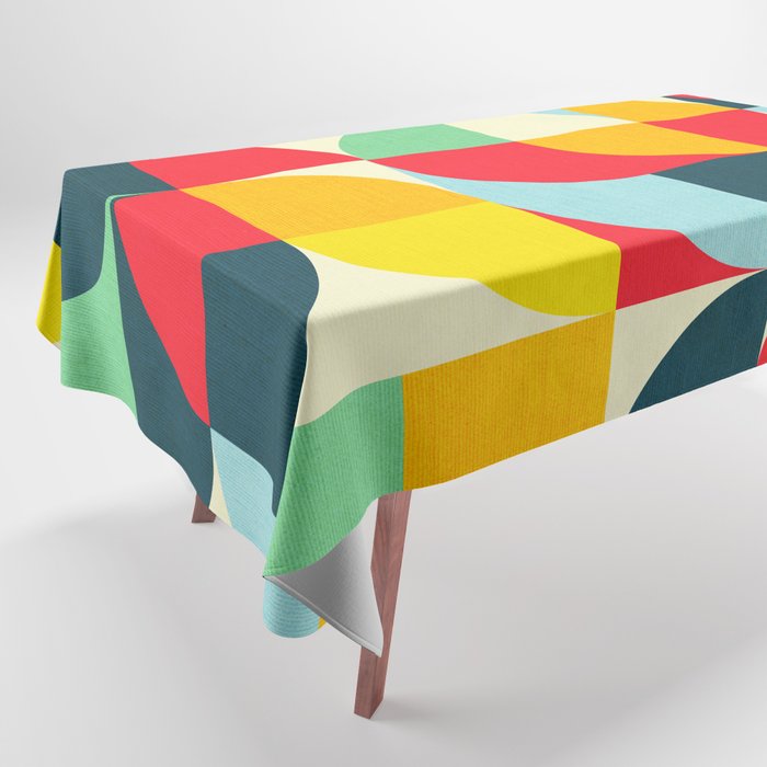 Mid Century Bauhaus Geometric Pattern Tablecloth Gallery Image 1