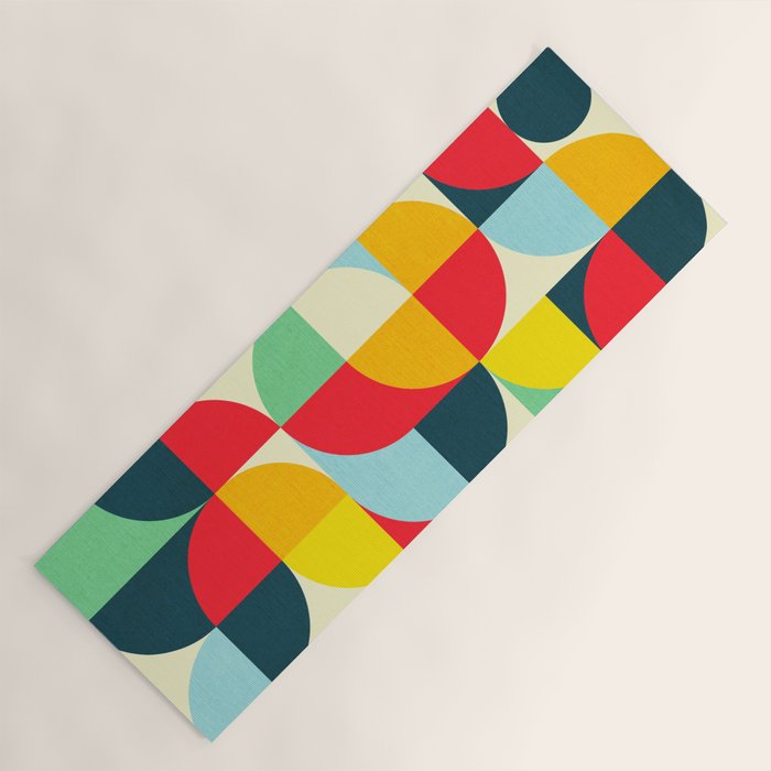 Mid Century Bauhaus Geometric Pattern Yoga Mat Gallery Image 1