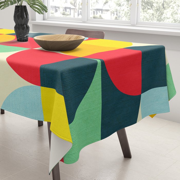 Mid Century Bauhaus Geometric Pattern Tablecloth Gallery Image 3