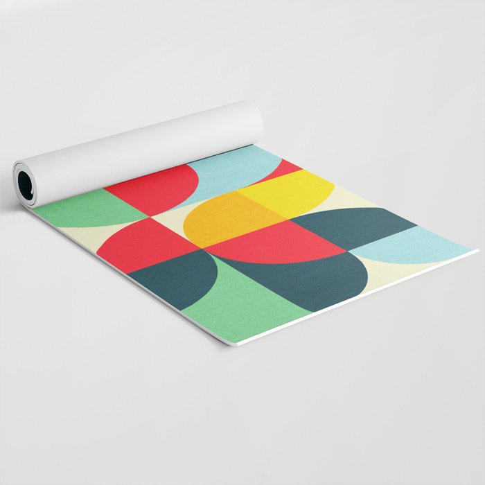 Mid Century Bauhaus Geometric Pattern Yoga Mat Gallery Image 2
