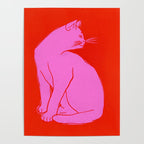 Pink Color Block Cat Poster Gallery Image 4