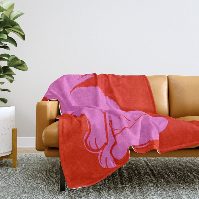 Pink Color Block Cat Throw Blanket Gallery Image 2