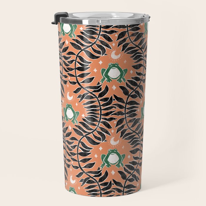 Froggie Ogee - papaya, green, and black Travel Mug Gallery Image 3