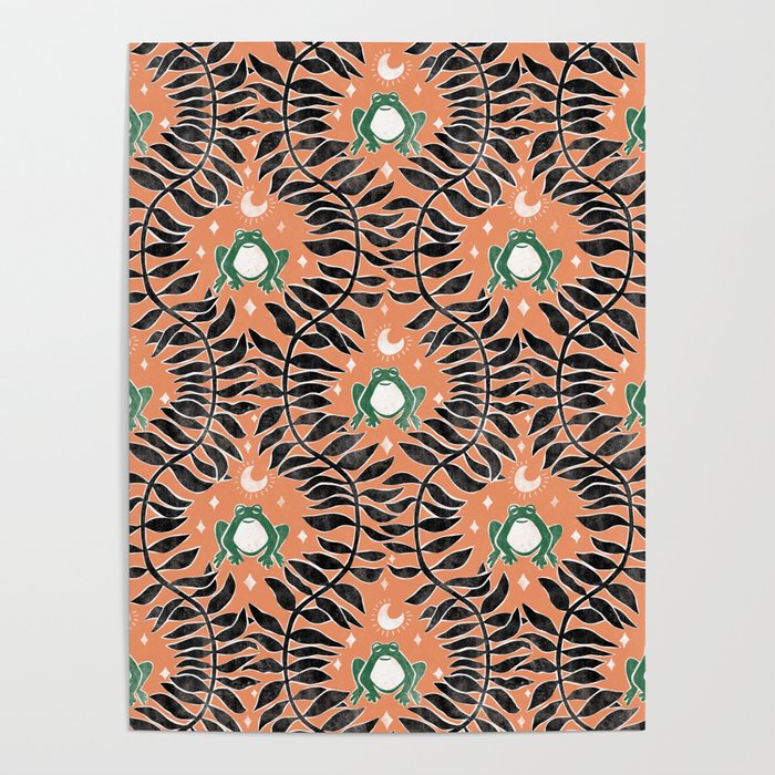 Froggie Ogee - papaya, green, and black Poster Gallery Image 4