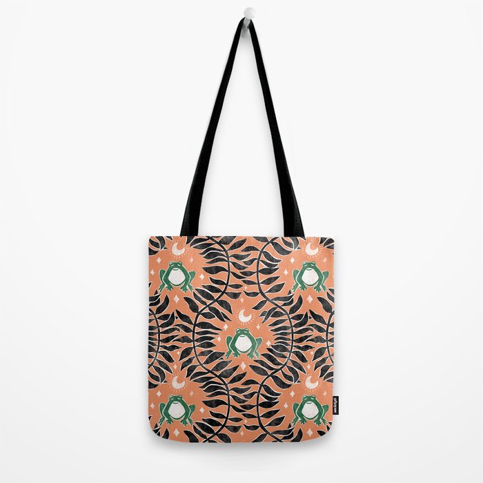Froggie Ogee - papaya, green, and black Tote Bag Gallery Image 2