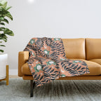 Froggie Ogee - papaya, green, and black Throw Blanket Gallery Image 1