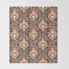 Froggie Ogee - papaya, green, and black Throw Blanket Gallery Image 2