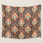 Froggie Ogee - papaya, green, and black Wall Tapestry Gallery Image 4