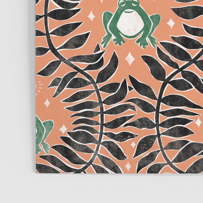 Froggie Ogee - papaya, green, and black Poster Gallery Image 3