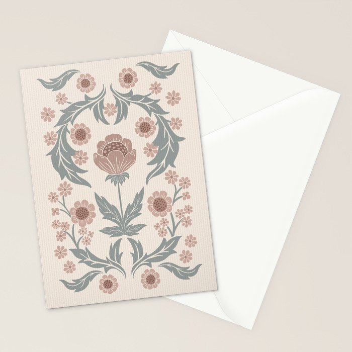 English Cottage Dusty Pink Posy Stationery Card Gallery Image 2