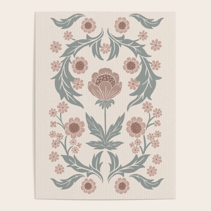 English Cottage Dusty Pink Posy Poster Gallery Image 4