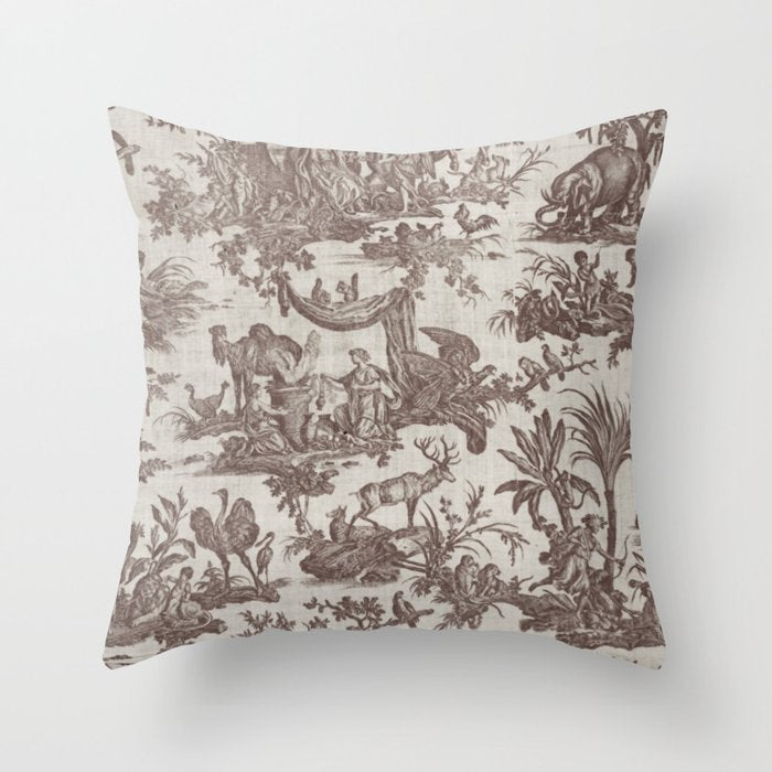 Antique 19th Century Exotic Animals French Tapestry Throw Pillow Gallery Image 1