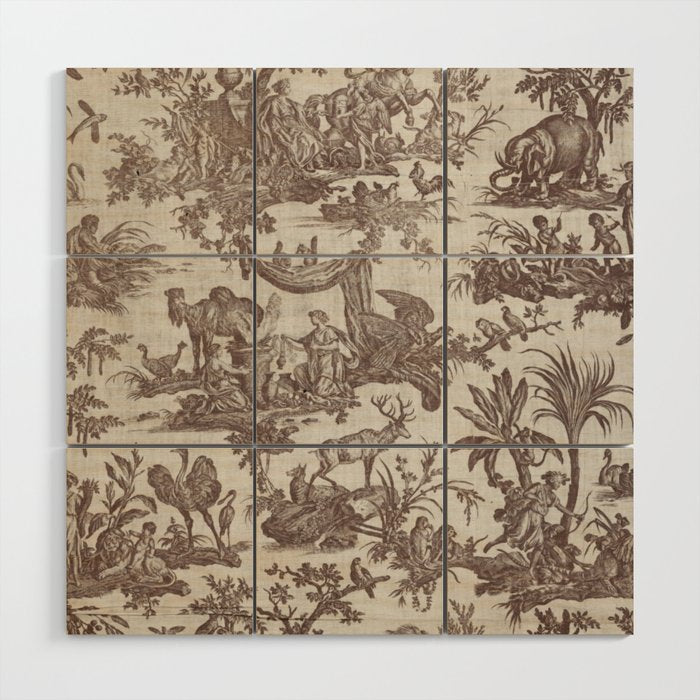 Antique 19th Century Exotic Animals French Tapestry Wood Wall Art Gallery Image 1