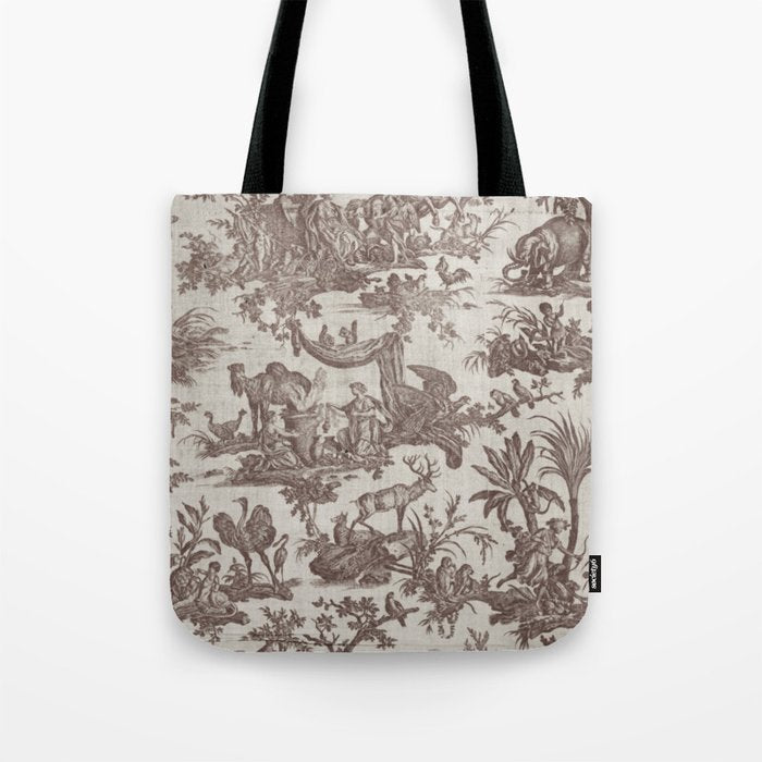 Antique 19th Century Exotic Animals French Tapestry Tote Bag Gallery Image 1