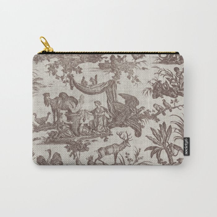 Antique 19th Century Exotic Animals French Tapestry Carry All Pouch Gallery Image 1