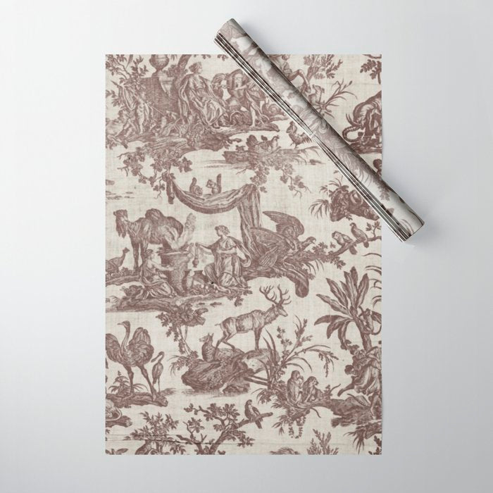 Antique 19th Century Exotic Animals French Tapestry Wrapping Paper Gallery Image 1