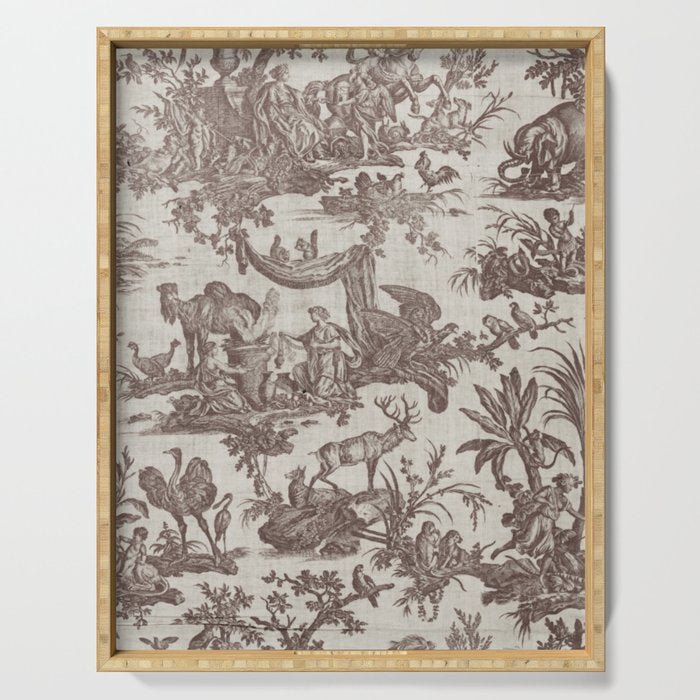 Antique 19th Century Exotic Animals French Tapestry Serving Tray Gallery Image 1