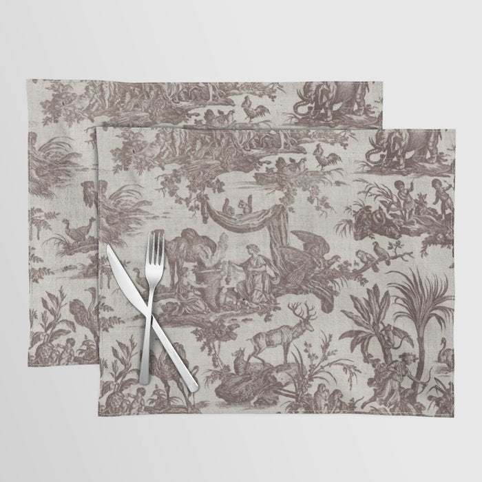 Antique 19th Century Exotic Animals French Tapestry Placemat Gallery Image 1