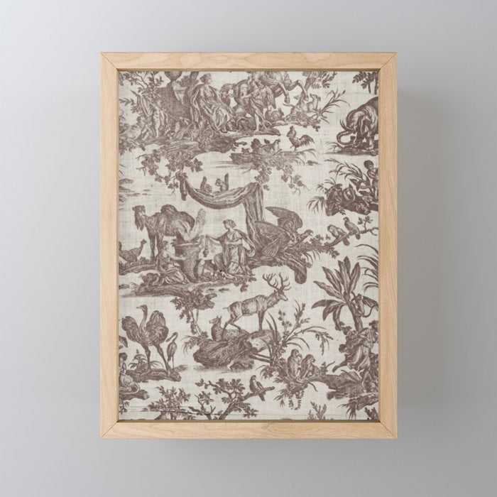 Antique 19th Century Exotic Animals French Tapestry Mini Art Print Gallery Image 1