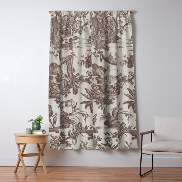 Antique 19th Century Exotic Animals French Tapestry Window Curtain Gallery Image 1