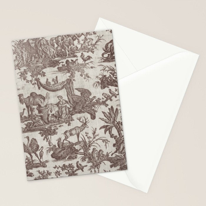 Antique 19th Century Exotic Animals French Tapestry Stationery Card Gallery Image 2