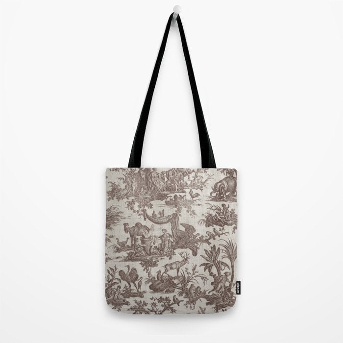 Antique 19th Century Exotic Animals French Tapestry Tote Bag Gallery Image 2