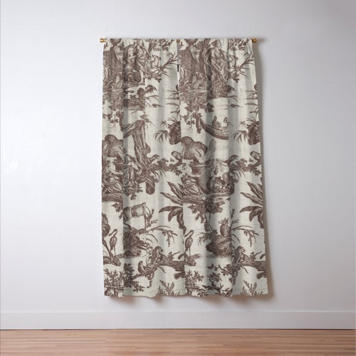 Antique 19th Century Exotic Animals French Tapestry Window Curtain Gallery Image 3