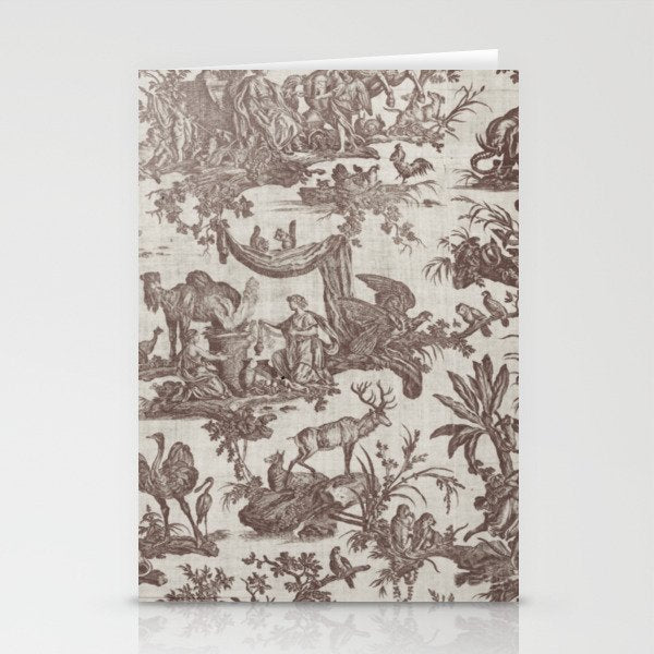 Antique 19th Century Exotic Animals French Tapestry Stationery Card Gallery Image 1