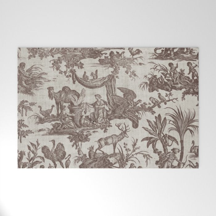 Antique 19th Century Exotic Animals French Tapestry Welcome Mat Gallery Image 1