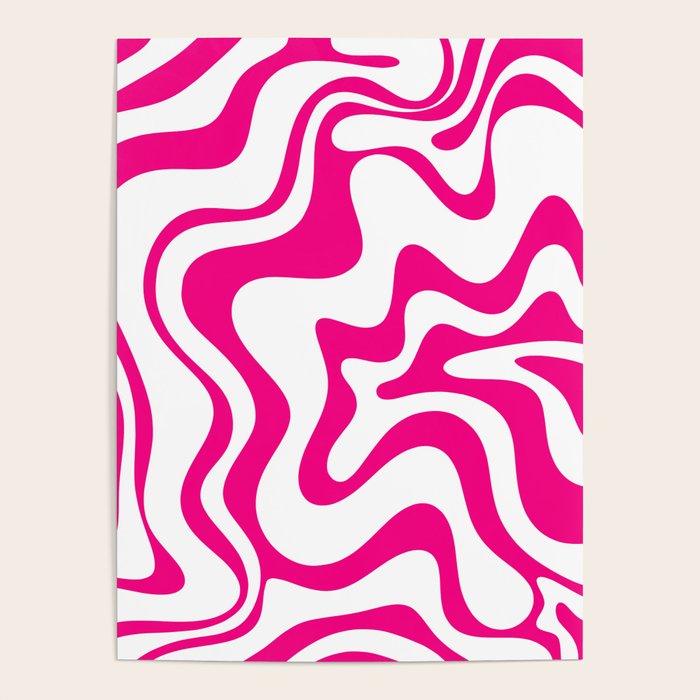 Retro Liquid Swirl Abstract Pattern in Y2K Hot Pink and White Poster Gallery Image 4