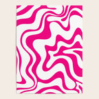 Retro Liquid Swirl Abstract Pattern in Y2K Hot Pink and White Poster Gallery Image 4