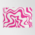 Retro Liquid Swirl Abstract Pattern in Y2K Hot Pink and White Rug Gallery Image 2