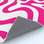 Retro Liquid Swirl Abstract Pattern in Y2K Hot Pink and White Rug Gallery Image 4