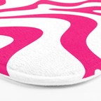 Retro Liquid Swirl Abstract Pattern in Y2K Hot Pink and White Bath Mat Gallery Image 3