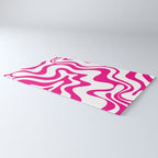 Retro Liquid Swirl Abstract Pattern in Y2K Hot Pink and White Rug Gallery Image 3