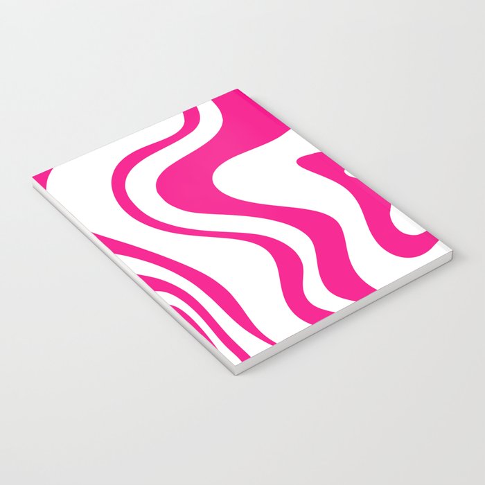 Retro Liquid Swirl Abstract Pattern in Y2K Hot Pink and White Notebook Gallery Image 3