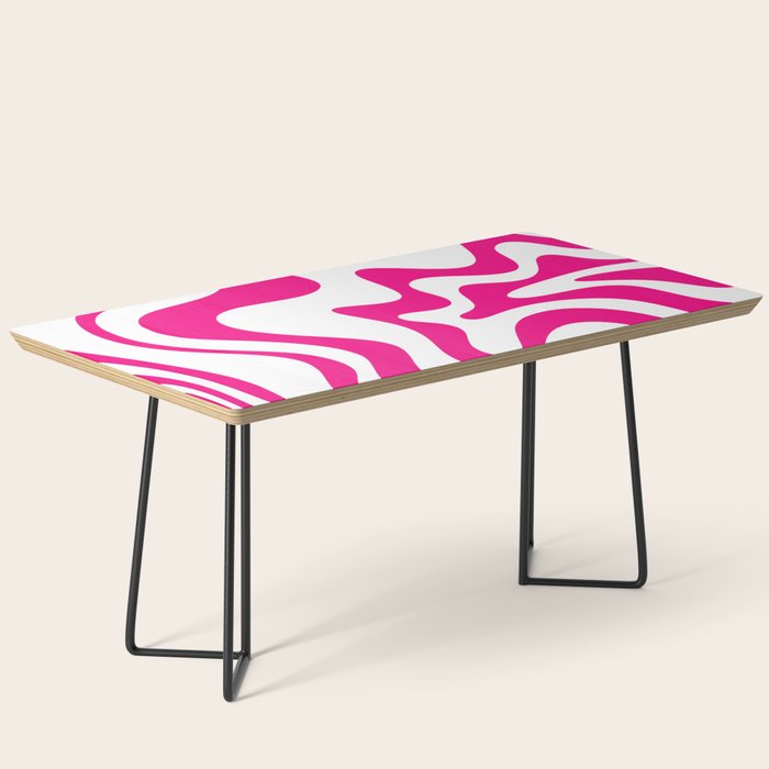 Retro Liquid Swirl Abstract Pattern in Y2K Hot Pink and White Coffee Table Gallery Image 1