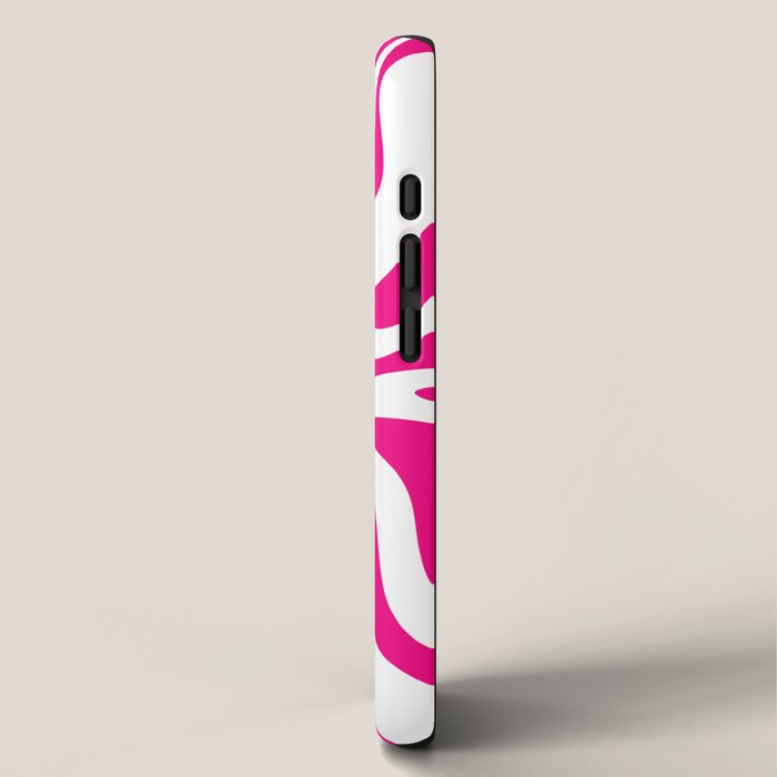 Retro Liquid Swirl Abstract Pattern in Y2K Hot Pink and White iPhone Case Gallery Image 2