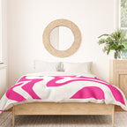 Retro Liquid Swirl Abstract Pattern in Y2K Hot Pink and White Duvet Cover Gallery Image 3