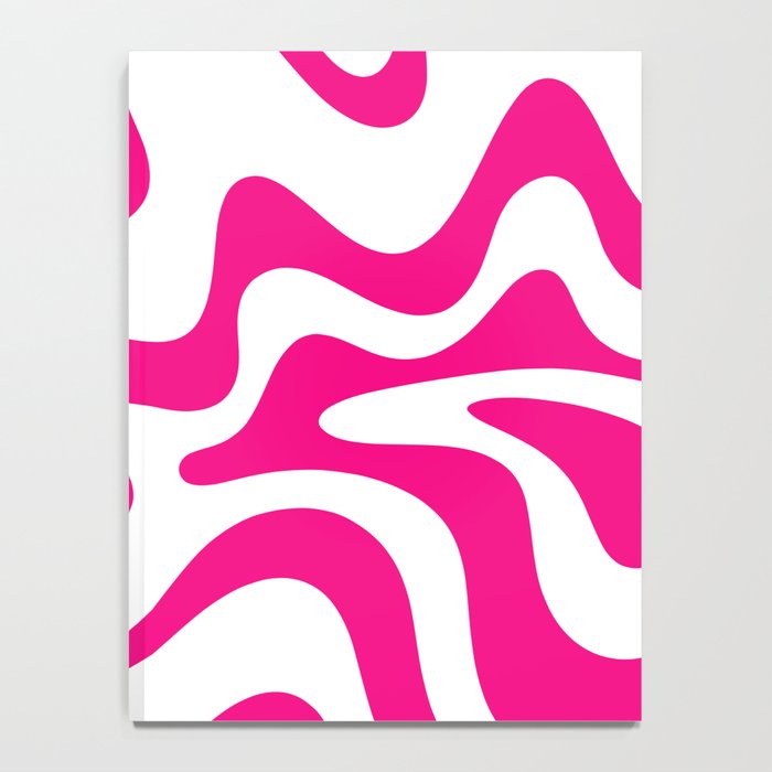 Retro Liquid Swirl Abstract Pattern in Y2K Hot Pink and White Notebook Gallery Image 4