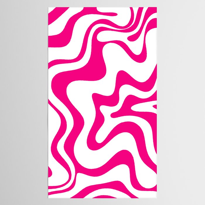 Retro Liquid Swirl Abstract Pattern in Y2K Hot Pink and White Tablecloth Gallery Image 2