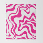 Retro Liquid Swirl Abstract Pattern in Y2K Hot Pink and White Throw Blanket Gallery Image 2