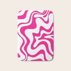 Retro Liquid Swirl Abstract Pattern in Y2K Hot Pink and White Bath Mat Gallery Image 1