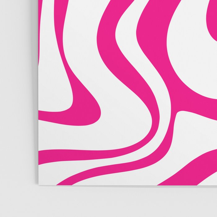 Retro Liquid Swirl Abstract Pattern in Y2K Hot Pink and White Poster Gallery Image 3