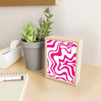 Retro Liquid Swirl Abstract Pattern in Y2K Hot Pink and White Mini Art Print Gallery Image 2