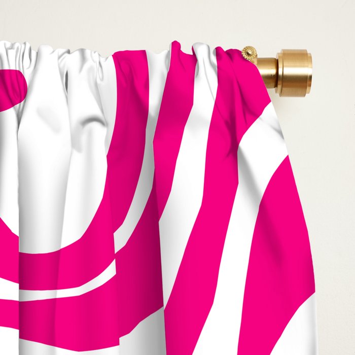Retro Liquid Swirl Abstract Pattern in Y2K Hot Pink and White Window Curtain Gallery Image 2