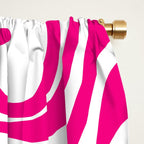 Retro Liquid Swirl Abstract Pattern in Y2K Hot Pink and White Window Curtain Gallery Image 2