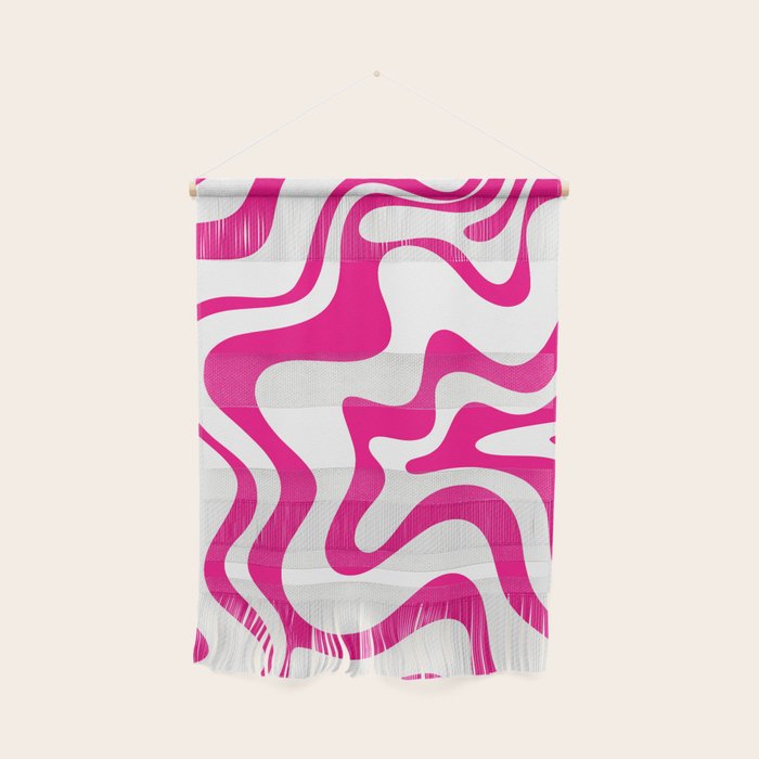 Retro Liquid Swirl Abstract Pattern in Y2K Hot Pink and White Wall Hanging Gallery Image 1